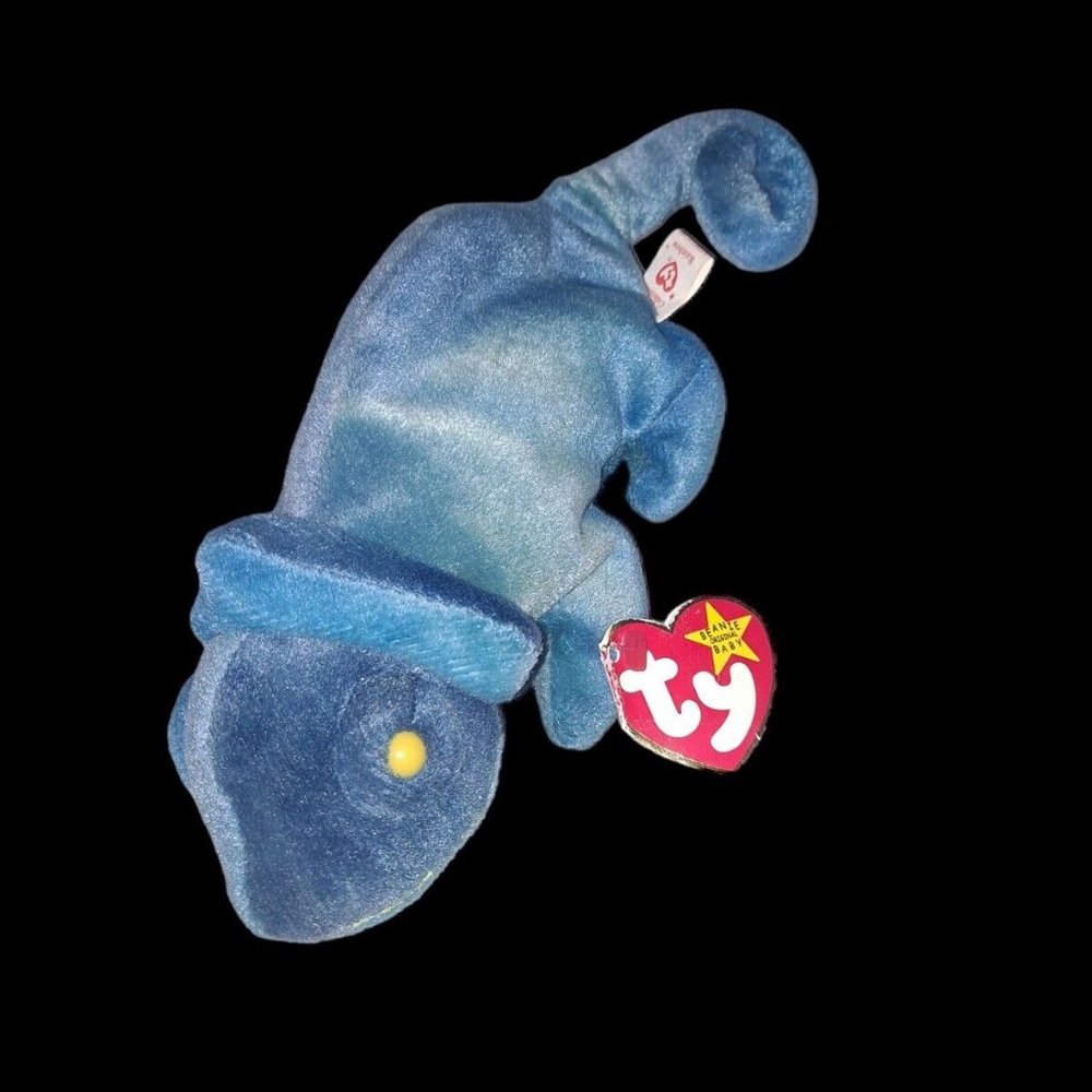 Ty Beanie Babies - Rainbow Blue Chameleon 1997 **RARE, ERRORS** (Retired, Baby)